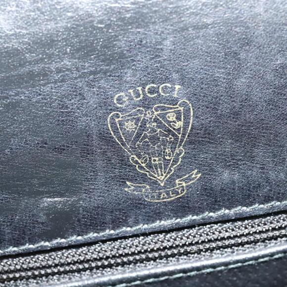 GUCCI Micro GG Canvas Shoulder Bag Leather Gold Black - Picture 15 of 16